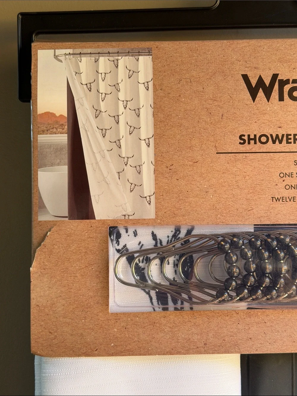 Wrangler Black and‎ White Steer Head Shower Curtain Set